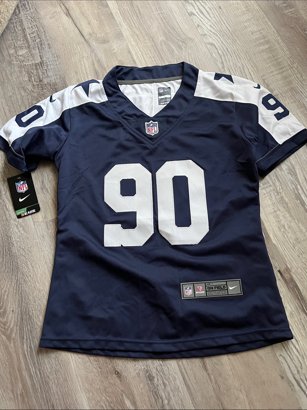Nike Youth Navy and White #90 Football Jersey LAWRENCE